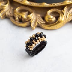 Anillo Corona negro y dorado