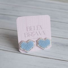 Aros Corazón azul pastel