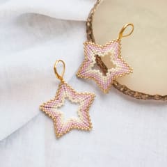 Aros Maxi Estrella malva y crema