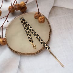 Pulsera ZigZag Simple negro y dorado