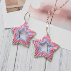 Aros Maxi Estrella celeste y rosado