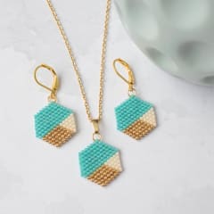 Conjunto Nerea turquesa y dorado