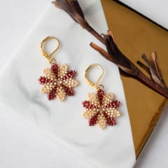 Aros Mónaco beige y burdeo