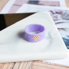 Anillo Corazón lila y dorado
