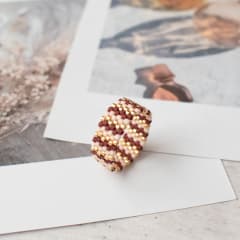 Anillo Roma café, durazno y dorado