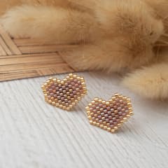 Aros Corazón café claro