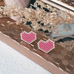 Aros Corazón granate y plateado