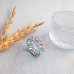 Anillo ZigZag celeste y lila