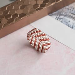 Anillo Líneas diagonal burdeo y gris