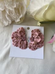 Aros Media Flor doble mediana rosa animal prints