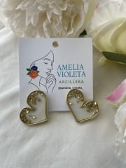 Aros Corazón escarchado blanco
