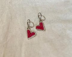 Aros Corazón mini fucsia