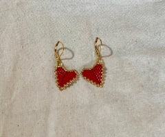 Aros Corazón mini rojo dorado