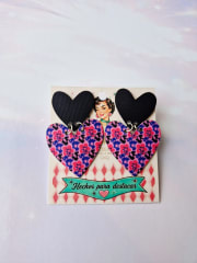 Aros Corazón Doble Flores 1