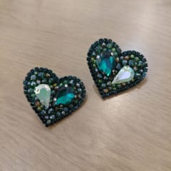 Aros Corazón Topitos verde