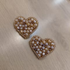 Aros Corazón Topitos dorado