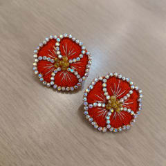Aros Topito Flor rojo