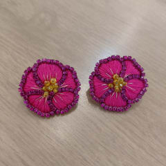 Aros Topito Flor fucsia