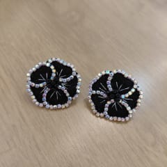 Aros Topito Flor negro