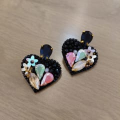 Aros Topito Corazón Gema negro