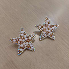 Aros Estrellitas Topitos beige