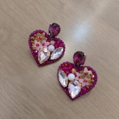 Aros Topito Corazón Gema fucsia