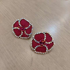 Aros Topito Flor burdeo