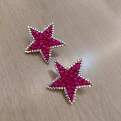Aros Estrellitas Topitos fucsia
