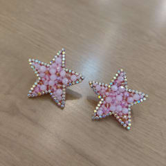 Aros Estrellitas Topitos rosado
