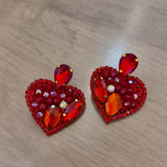 Aros Topito Corazón Gema rojo