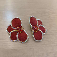 Aros Media Flor rojo