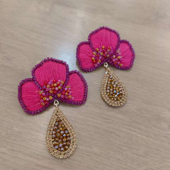 Aros Flor Orquídea Grande fucsia
