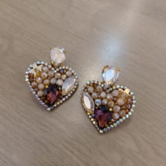 Aros Topito Corazón Gema dorado