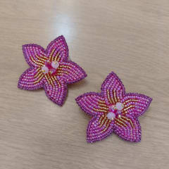 Aros Flor Grande Lily rosado