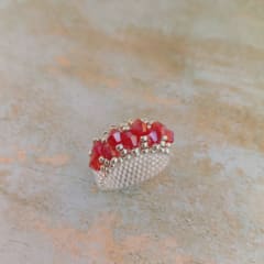 Anillo Corona transparente y rojo