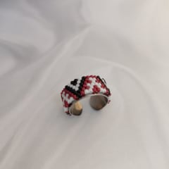 Anillo Ajustable Inca negro, rojo y blanco