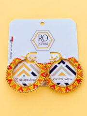 Aros Argolla Grande rojo, naranjo y amarillo