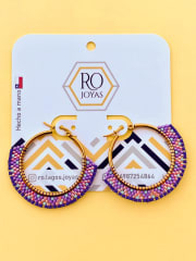 Aros Argolla Grande morado y turquesa