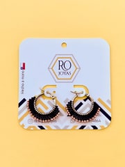 Aros Argolla Mediana negro y rose gold