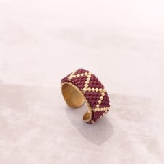 Anillo Ajustable ZIgZag cafè y dorado