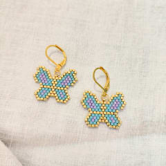 Aros Mariposa celeste y lila BBA