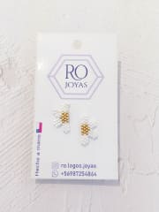 Aros Mini media flor blanca