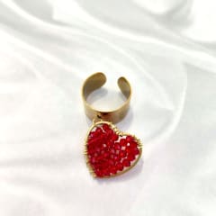 Anillo acero rojo y dorado