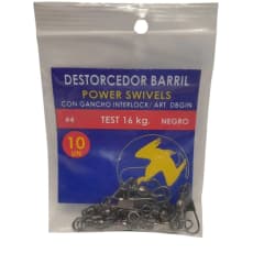 DESTORCEDOR BARRIL POWER SWIVELS CON GANCHO INTERLOCK - NEGRO