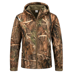CASACA SOFTSHELL TÁCTICA CAMUFLADA CON CAPUCHA - IMPERMEABLE