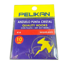 ANZUELOS PELIKAN PUNTA CRISTAL - PLATEADO CON PALETA