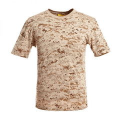 POLERA MANGA CORTA POLIESTER CAMUFLAJE MILITAR PIXELEADO - CAFÉ