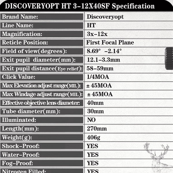 MIRA TELESCOPICA DISCOVERY HT 3-12X40SF FFP5