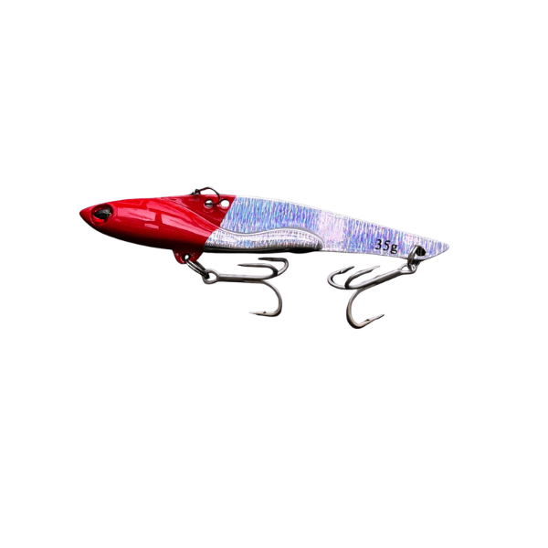 SEÑUELO CABALLITO POKEE PAN VIB 105MM COLOR ROJO METAL HOLOGRAFICO1