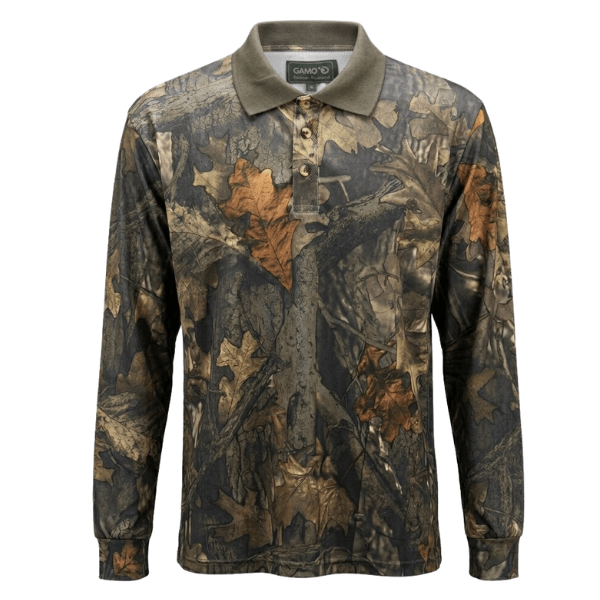 POLERA MANGA LARGA GAMO CAMUFLADA CON CUELLO PIQUE1